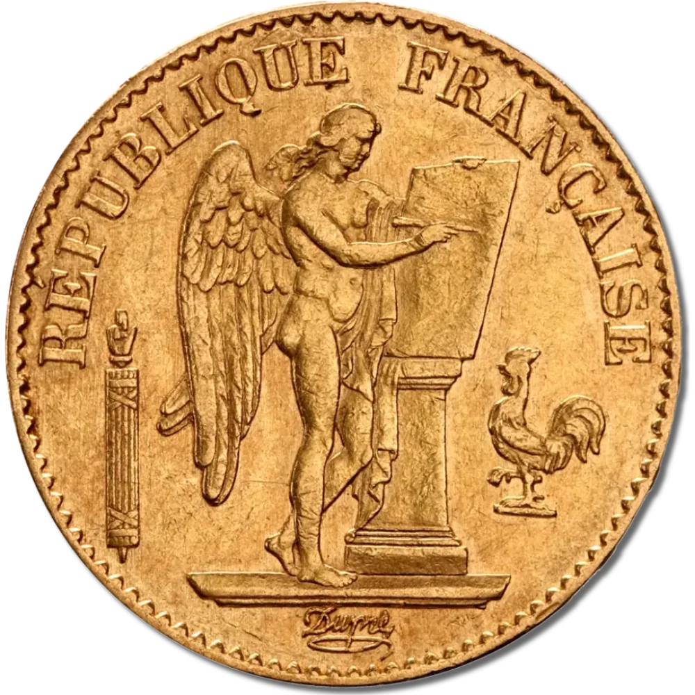 Златна монета 20 Френски франка Гениус