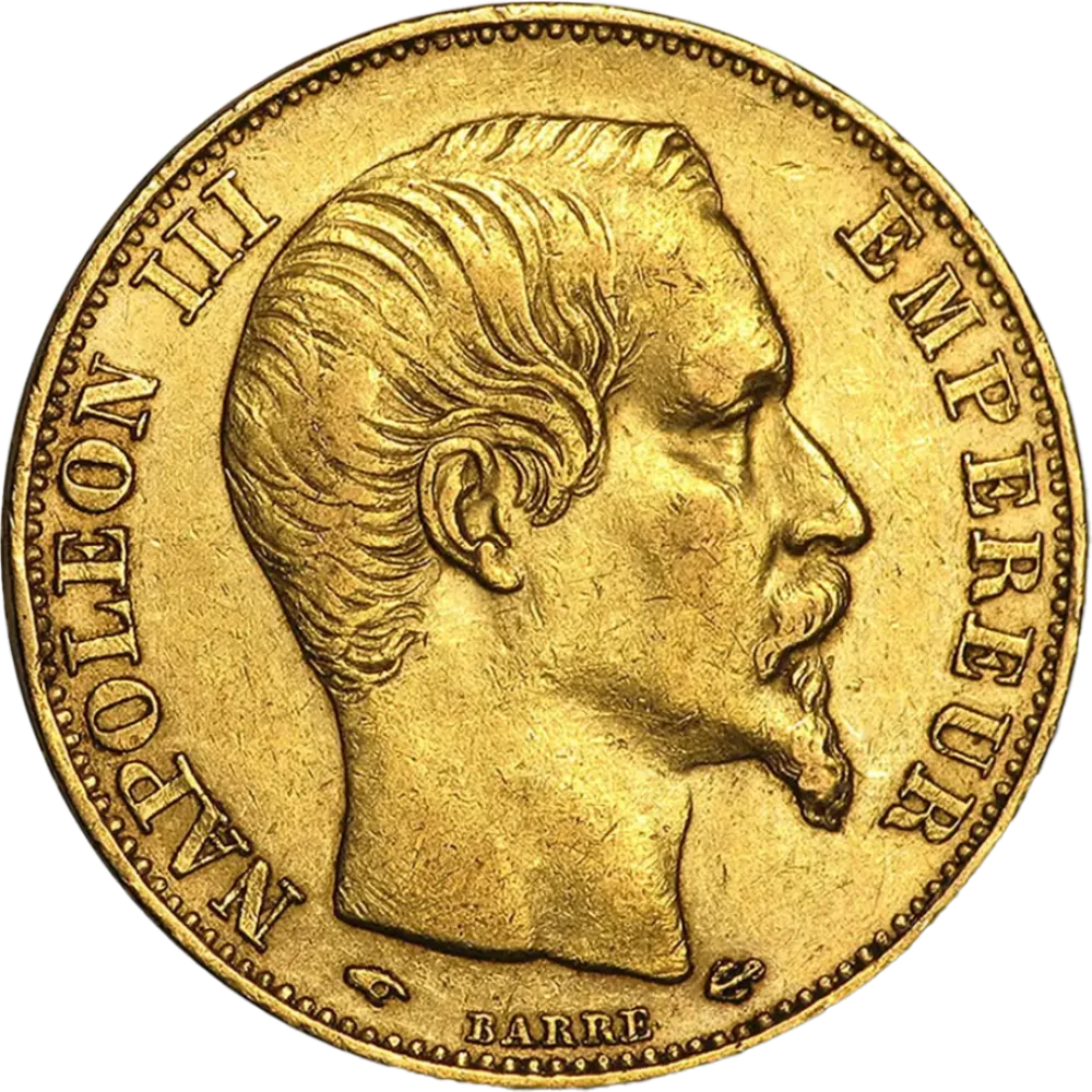Златна монета 20 Френски франка Наполеон III